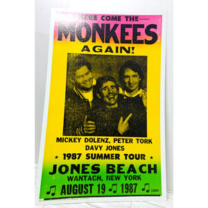 Vintage 1987 Poster - Concert - The Monkees Again - Jones Beach New York